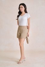 Fashionable cotton knitted shirt with round neck and short sleeves