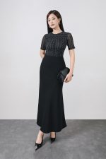 Fashionable round neck short-sleeved knitted mesh t-shirt