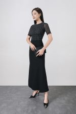Fashionable round neck short-sleeved knitted mesh t-shirt