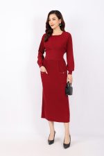 High-end crop top sweater with elastic waistband, wide V-neck, long sleeves, diagonal flap