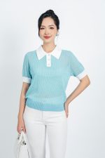 High-end fashion sweater with German collar, short sleeves, hem and tank top