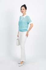 High-end fashion sweater with German collar, short sleeves, hem and tank top