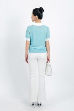 High-end fashion sweater with German collar, short sleeves, hem and tank top