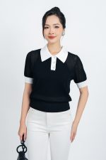 High-end fashion sweater with German collar, short sleeves, hem and tank top