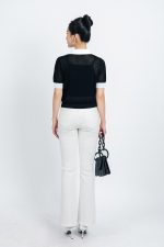 High-end fashion sweater with German collar, short sleeves, hem and tank top