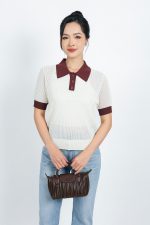 High-end fashion sweater with German collar, short sleeves, hem and tank top