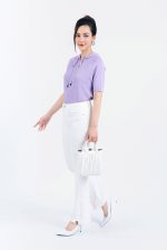 High-end fashion sweater with hood and drawstring tie