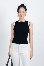 High-end fashion sweater with round neck and sleeveless design