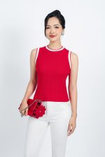 High-end fashion sweater with round neck and sleeveless design