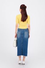 High-end fashion sweater with round neck, short sleeves, solid color