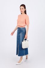 High-end fashion sweater with round neck, short sleeves, solid color
