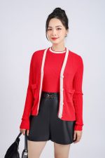 High-end fashionable wool coat with front button closure