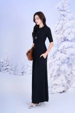 High-end sweater with round neck, half sleeves, fashionable elastic hem
