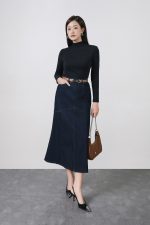 High quality cotton t-shirt with fashionable high neck and long sleeves