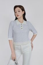 High-quality emulsion wool knitted sweater with a round neck and fashionable horizontal striped pattern