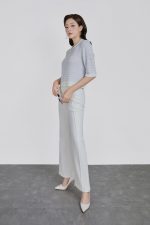High-quality emulsion wool knitted sweater with a round neck and fashionable horizontal striped pattern