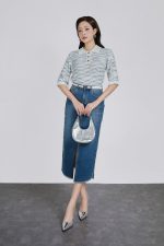 High-quality emulsion wool knitted sweater with a round neck and fashionable horizontal striped pattern