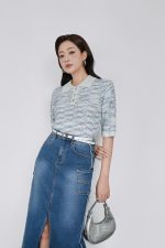 High-quality emulsion wool knitted sweater with a round neck and fashionable horizontal striped pattern