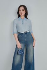 High-quality emulsion wool knitted sweater with a round neck and fashionable horizontal striped pattern