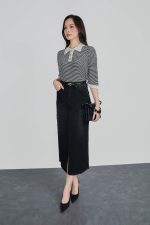 High-quality emulsion wool knitted sweater with a round neck and fashionable horizontal striped pattern