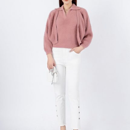 High quality fur crop top jacket with light long sleeves