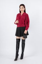 High quality fur crop top jacket with light long sleeves