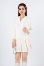 High quality fur crop top jacket with light long sleeves