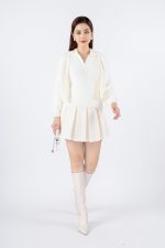 High quality fur crop top jacket with light long sleeves