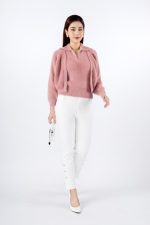 High quality fur crop top jacket with light long sleeves