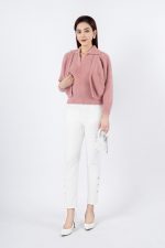 High quality fur crop top jacket with light long sleeves