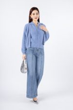 High quality fur crop top jacket with light long sleeves