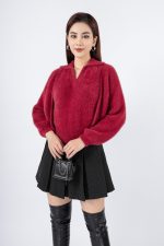 High quality fur crop top jacket with light long sleeves