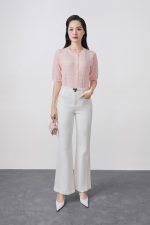 High-quality knitted sweater with round neck, loose sleeves, fashionable buttoned body