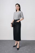 High-quality knitted sweater with round neck, loose sleeves, fashionable buttoned body