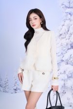 High quality soft wool gilet jacket with front button closure