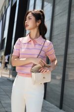 High quality sweater with German collar, short sleeves, large elastic waistband