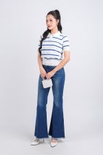 High quality sweater with German collar, short sleeves, large elastic waistband