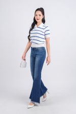 High quality sweater with German collar, short sleeves, large elastic waistband