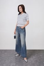 High quality sweater with German collar, short sleeves, large elastic waistband