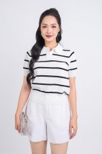 High quality sweater with German collar, short sleeves, large elastic waistband