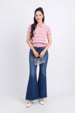 High quality sweater with German collar, short sleeves, large elastic waistband