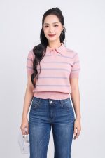 High quality sweater with German collar, short sleeves, large elastic waistband