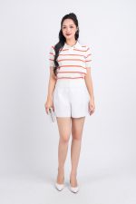 High quality sweater with German collar, short sleeves, large elastic waistband