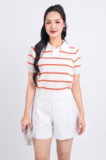 High quality sweater with German collar, short sleeves, large elastic waistband