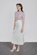 High-quality sweater with round neck, short sleeves, fashionable elastic hem