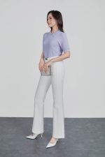 High-quality wool knitted sweater, fashionable loose collar, short sleeves
