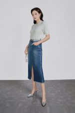 High-quality wool knitted sweater, fashionable loose collar, short sleeves