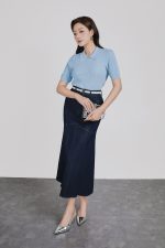 High-quality wool knitted sweater, fashionable loose collar, short sleeves