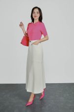 High-quality wool knitted sweater, fashionable loose collar, short sleeves