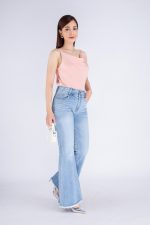 Straight silk two-piece shirt with scoop neck styling